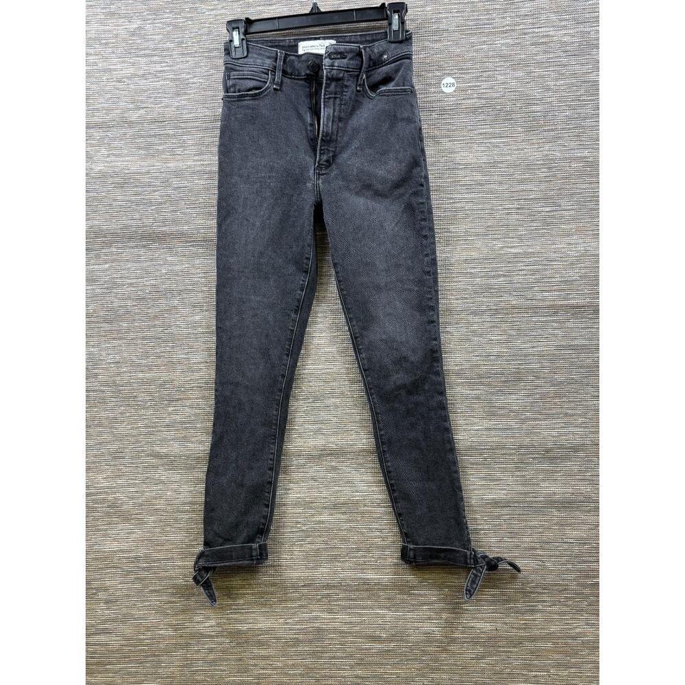 Abercrombie & Fitch High Rise Super Skinny Ankle Jeans Womens 24/00R Black Gray